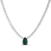 Thumbnail Image 2 of Pear-Shaped Lab-Created Emerald & White Lab-Created Sapphire Necklace Sterling Silver 18"