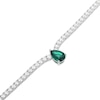 Thumbnail Image 3 of Pear-Shaped Lab-Created Emerald & White Lab-Created Sapphire Necklace Sterling Silver 18"