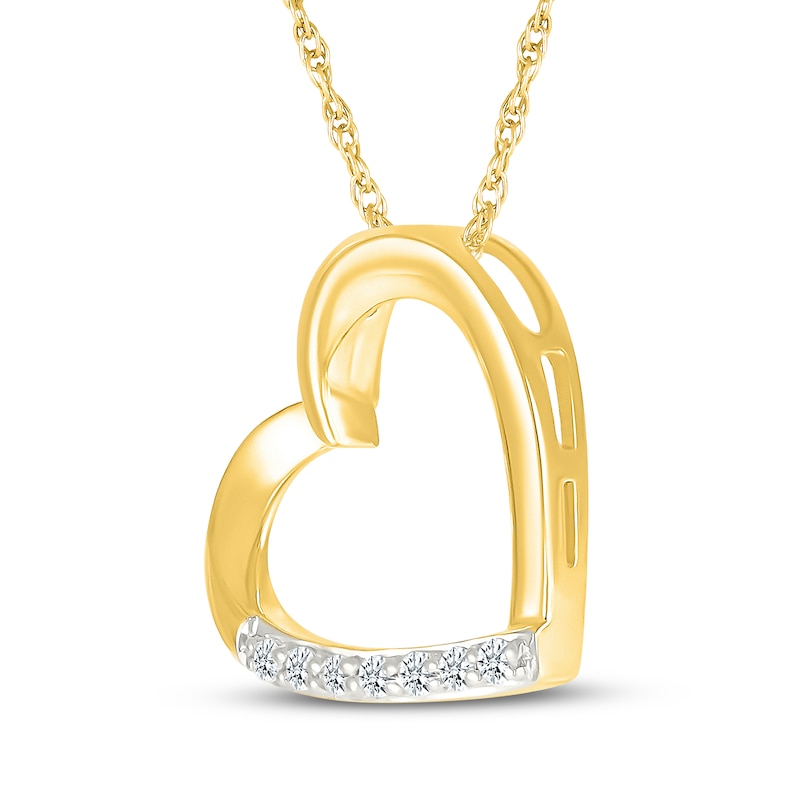 Main Image 2 of Diamond Tilted Heart Necklace 1/20 ct tw 10K Yellow Gold 18"