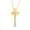 Thumbnail Image 2 of Diamond Clover-Top Key Necklace 1/15 ct tw 10K Yellow Gold 18"
