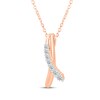 Thumbnail Image 2 of Diamond Vertical Crossover Bar Necklace 1/6 ct tw 10K Rose Gold 18"