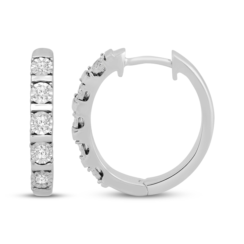 Main Image 3 of Diamond Hoop Earrings 1/4 ct tw Sterling Silver