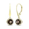 Thumbnail Image 1 of Smoky Quartz & White Lab-Created Sapphire Halo Drop Earrings 24K Yellow Gold Vermeil Sterling Silver