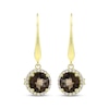 Thumbnail Image 2 of Smoky Quartz & White Lab-Created Sapphire Halo Drop Earrings 24K Yellow Gold Vermeil Sterling Silver