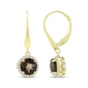 Thumbnail Image 3 of Smoky Quartz & White Lab-Created Sapphire Halo Drop Earrings 24K Yellow Gold Vermeil Sterling Silver