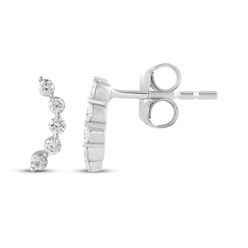 Main Image 3 of KAY Lab-Grown Diamonds Curved Earrings 1/4 ct tw 10K White Gold