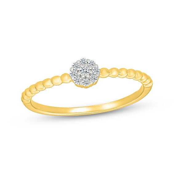 Multi-Diamond Beaded Shank Promise Ring 1/15 ct tw 10K Yellow Gold