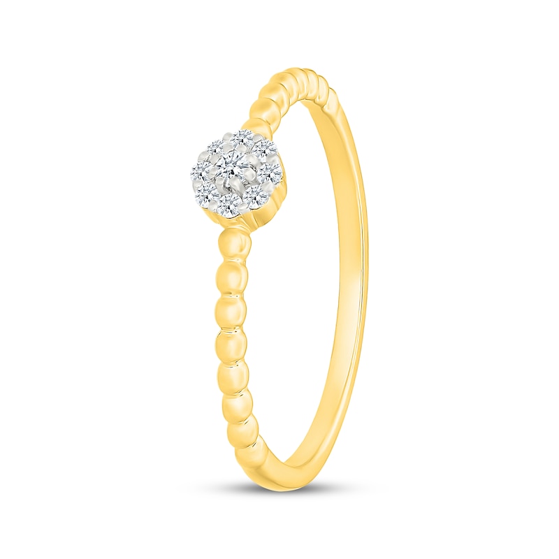 Main Image 2 of Multi-Diamond Beaded Shank Promise Ring 1/15 ct tw 10K Yellow Gold