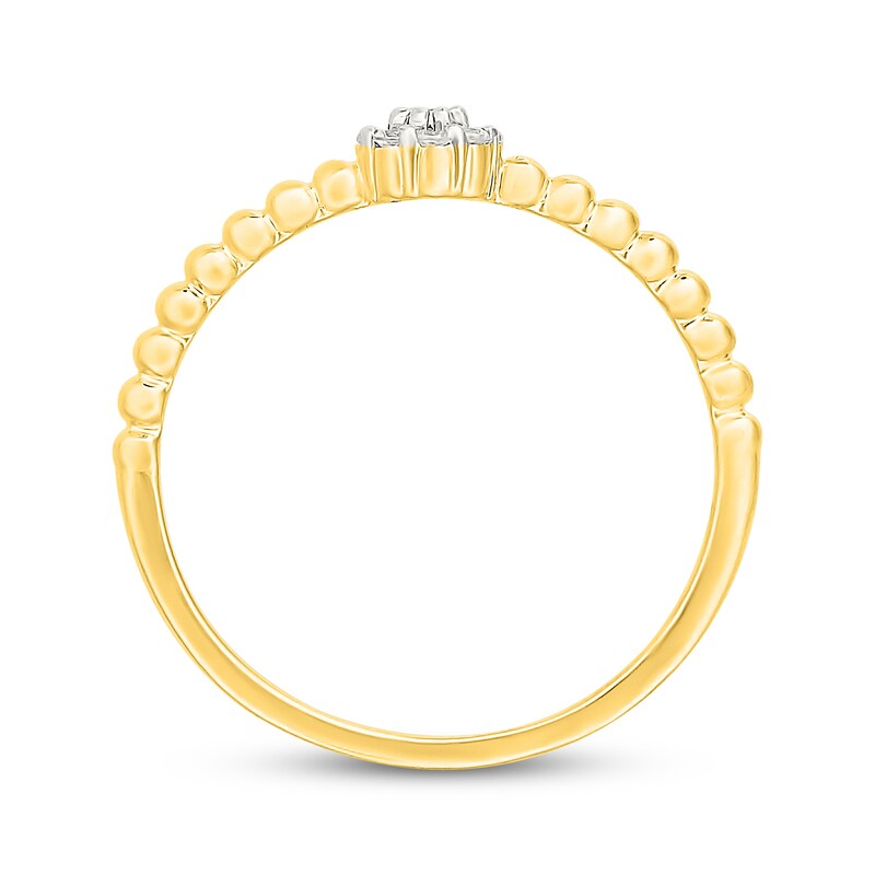 Main Image 3 of Multi-Diamond Beaded Shank Promise Ring 1/15 ct tw 10K Yellow Gold