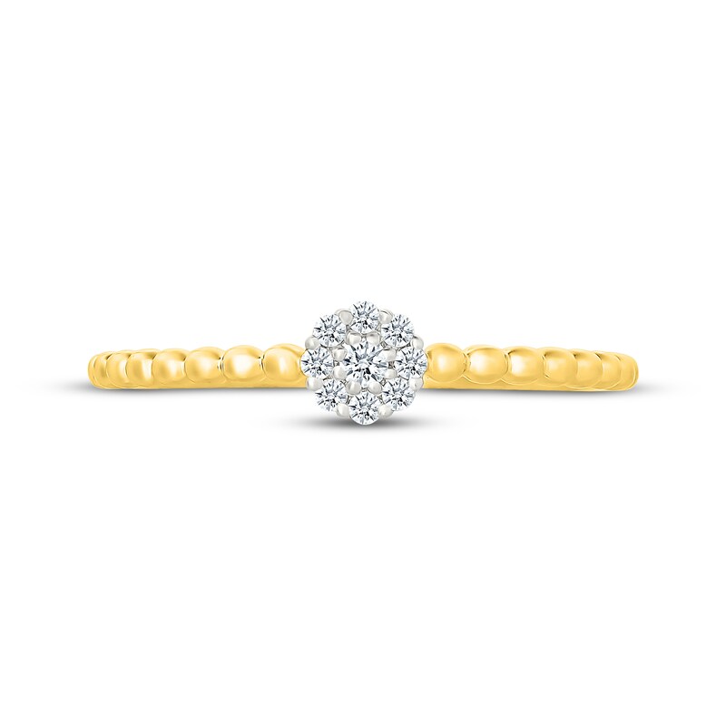 Main Image 4 of Multi-Diamond Beaded Shank Promise Ring 1/15 ct tw 10K Yellow Gold