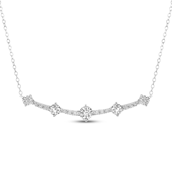 Milestones Diamond Station Necklace 1 ct tw 10K White Gold 18"