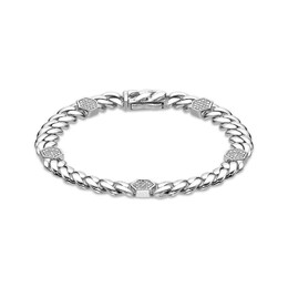 Men's Diamond Hexagon Station Bracelet 1/4 ct tw Sterling Silver 8"
