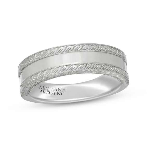 Neil Lane Artistry Heritage Men's Textured Wedding Band Platinum
