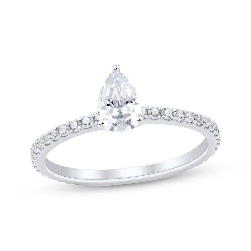 Main Image 1 of Adore Certified Pear-Shaped Diamond Engagement Ring 3/4 ct tw Platinum