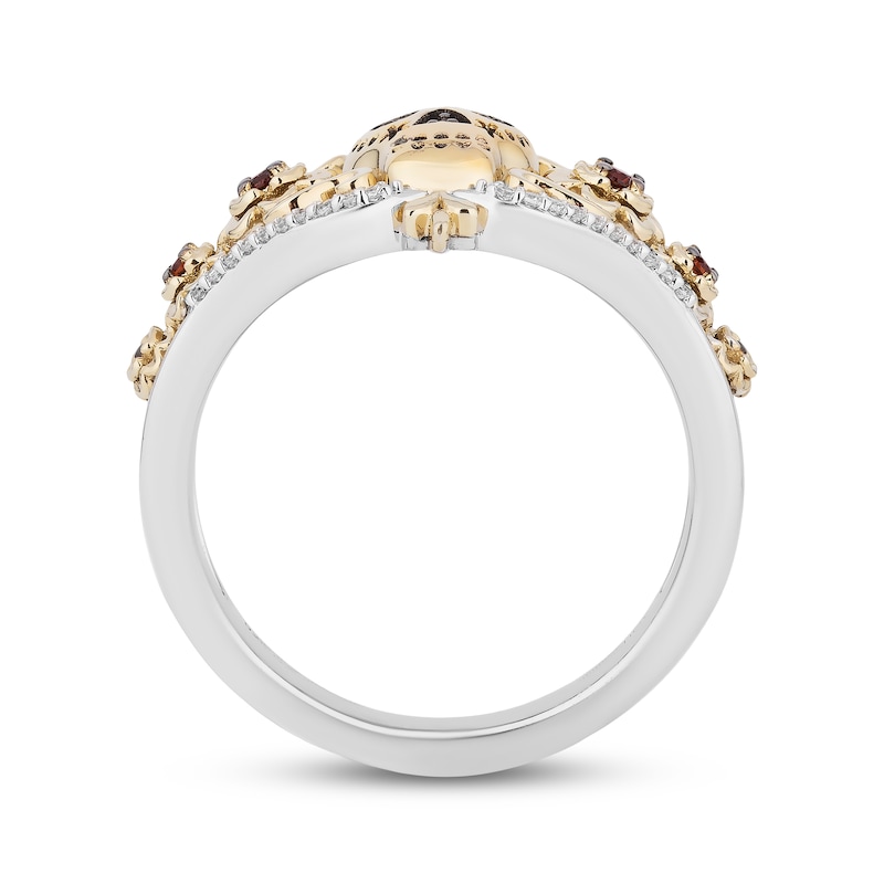 Main Image 3 of Disney Treasures Coco Diamond & Garnet Sugar Skull Ring 1/10 ct tw Sterling Silver & 10K Yellow Gold