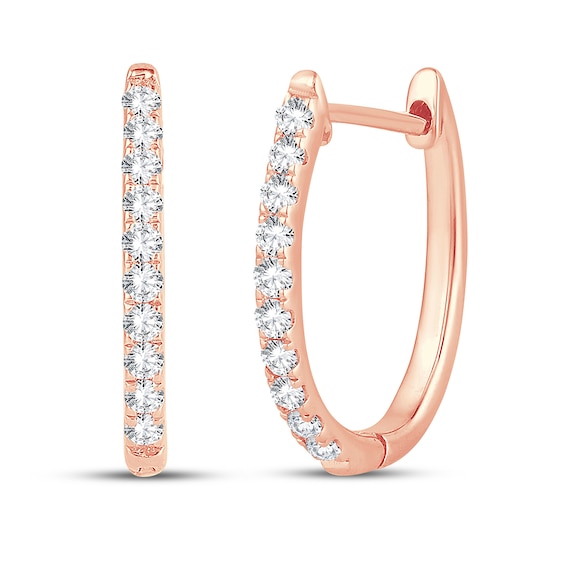 Diamond Hoop Earrings 1/4 ct tw Round-Cut 10K Rose Gold