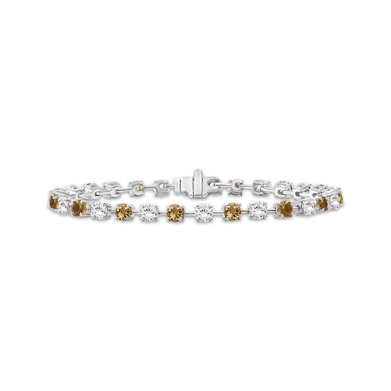Citrine & White Lab-Created Sapphire Bracelet Sterling Silver 7.5"