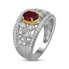 Thumbnail Image 2 of Oval-Cut Lab-Created Ruby & White Lab-Created Sapphire Ring Sterling Silver & 10K Yellow Gold