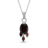 Thumbnail Image 1 of Oval-Cut Garnet & Diamond Drop Necklace 1/6 ct tw 10K White Gold 18"