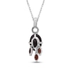 Thumbnail Image 3 of Oval-Cut Garnet & Diamond Drop Necklace 1/6 ct tw 10K White Gold 18"