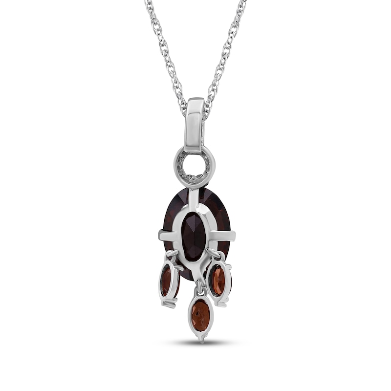 Main Image 3 of Oval-Cut Garnet & Diamond Drop Necklace 1/6 ct tw 10K White Gold 18"