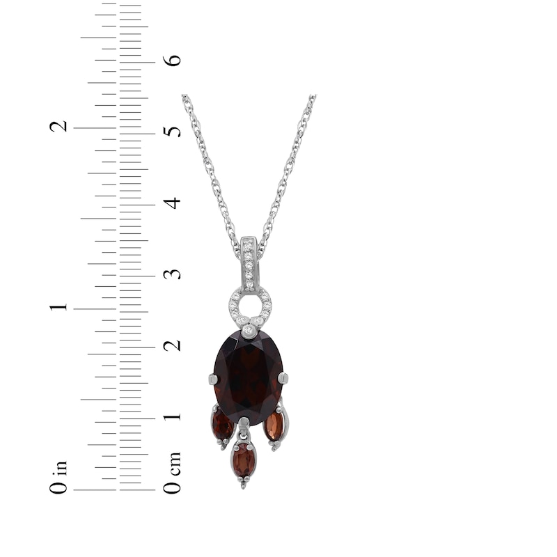 Main Image 4 of Oval-Cut Garnet & Diamond Drop Necklace 1/6 ct tw 10K White Gold 18"