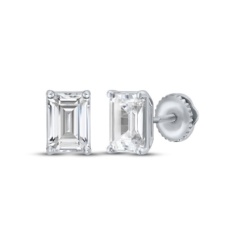 Main Image 1 of KAY Lab-Grown Diamonds Emerald-Cut Solitaire Stud Earrings 3 ct tw 10K White Gold (F/SI2)