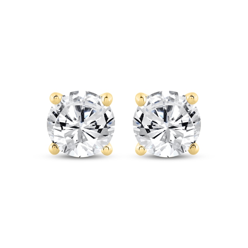 Main Image 2 of KAY Lab-Grown Diamonds Round-Cut Solitaire Stud Earrings 7/8 ct tw 10K Yellow Gold (F/SI2)