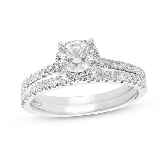 Adore Lab-Grown Diamonds Certified Round-Cut Halo Bridal Set 1 ct tw 10K White Gold