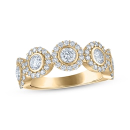 Adore Lab-Grown Diamonds Five-Stone Halo Anniversary Ring 1-1/2 ct tw 10K Yellow Gold
