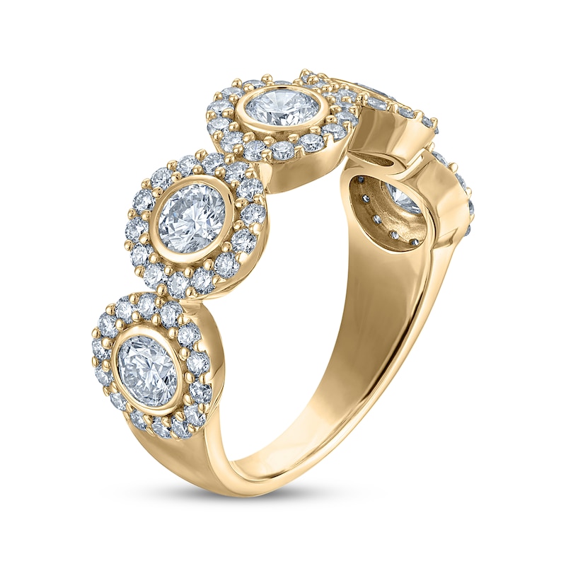 Main Image 2 of Adore Lab-Grown Diamonds Five-Stone Halo Anniversary Ring 1-1/2 ct tw 10K Yellow Gold