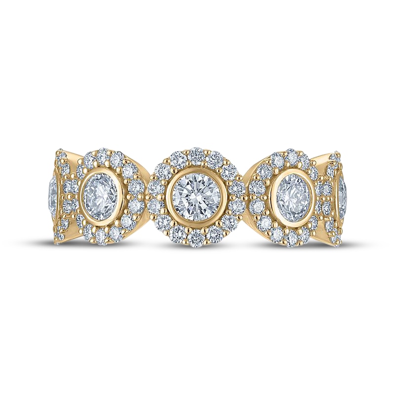 Main Image 3 of Adore Lab-Grown Diamonds Five-Stone Halo Anniversary Ring 1-1/2 ct tw 10K Yellow Gold
