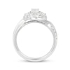 Thumbnail Image 3 of Emerald-Cut Diamond Three-Stone Halo Engagement Ring 5/8 ct tw 14K White Gold