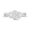 Thumbnail Image 4 of Emerald-Cut Diamond Three-Stone Halo Engagement Ring 5/8 ct tw 14K White Gold