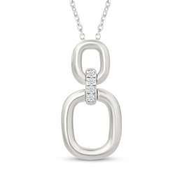Diamond Open Ovals Doorknocker Necklace 1/15 ct tw Sterling Silver 18"