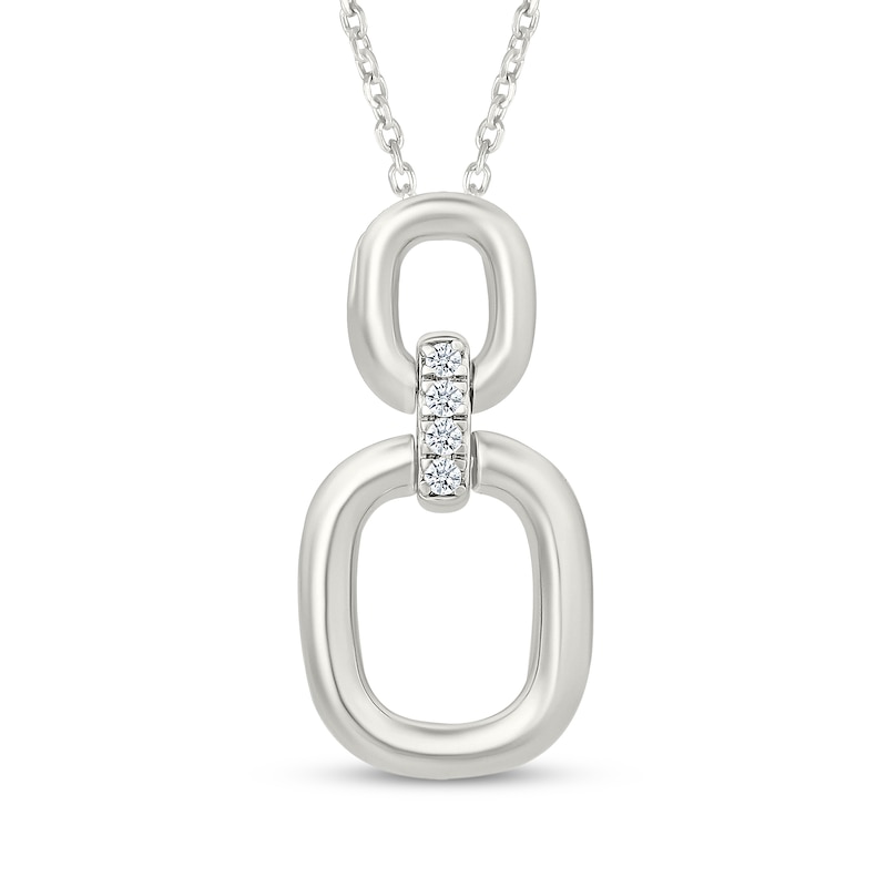 Main Image 1 of Diamond Open Ovals Doorknocker Necklace 1/15 ct tw Sterling Silver 18"