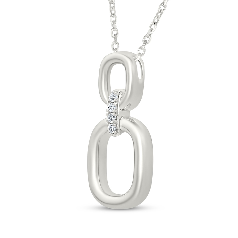 Main Image 2 of Diamond Open Ovals Doorknocker Necklace 1/15 ct tw Sterling Silver 18"