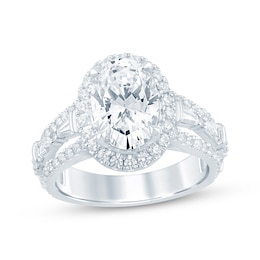 KAY Bow Collection Oval-Cut Lab-Grown Diamond Halo Engagement Ring 3-5/8 ct tw 14K White Gold