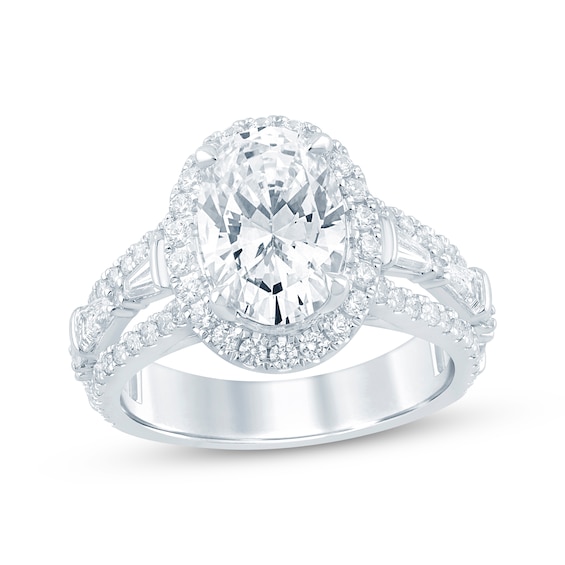 KAY Bow Collection Oval-Cut Lab-Grown Diamond Halo Engagement Ring 3-5/8 ct tw 14K White Gold