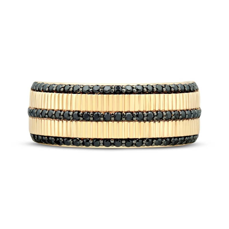 Main Image 3 of Men's Black Diamond Ribbed Ring 1/2 ct tw 10K Yellow Gold