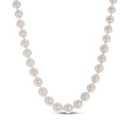 Cultured Pearl Strand Necklace 9-11mm 14K Yellow Gold 18"