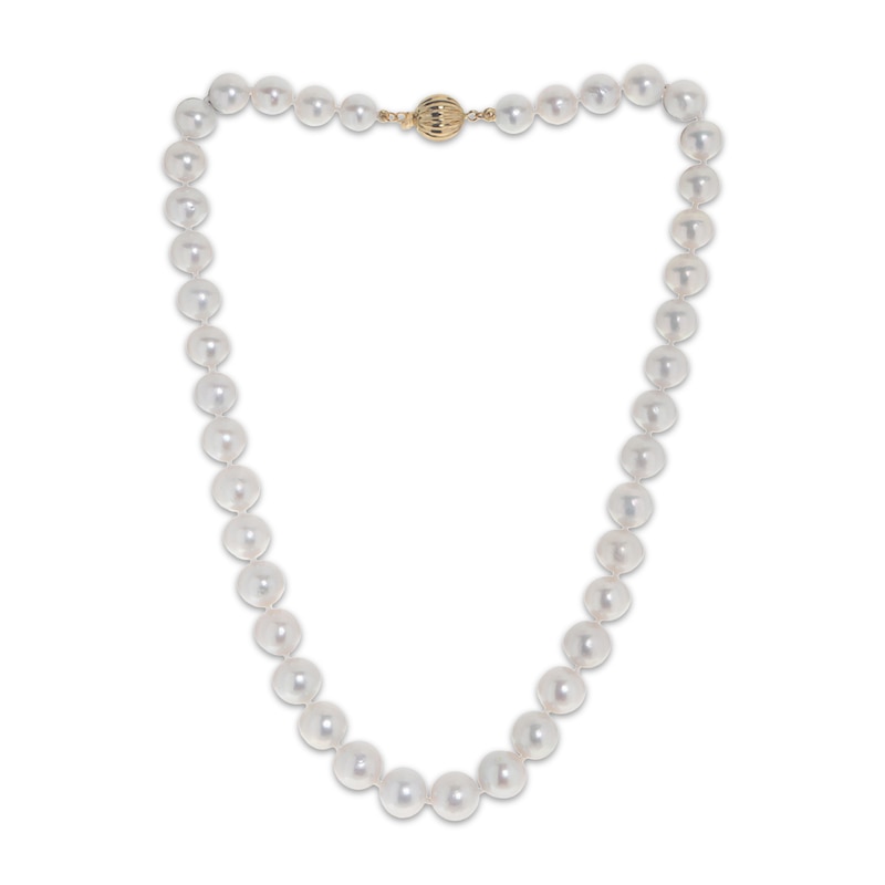 Main Image 2 of Cultured Pearl Strand Necklace 9-11mm 14K Yellow Gold 18"