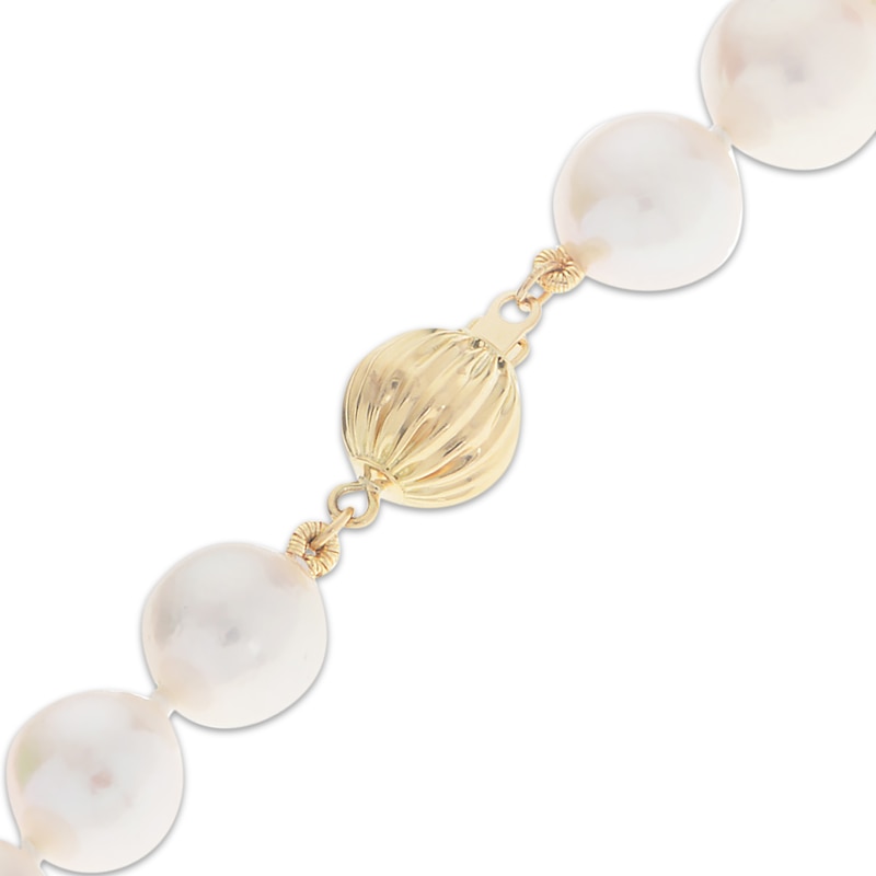 Main Image 3 of Cultured Pearl Strand Necklace 9-11mm 14K Yellow Gold 18"