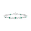 Thumbnail Image 1 of KAY Lab-Grown Diamonds & Lab-Created Emerald Station Bracelet 1-1/2 ct tw Sterling Silver 7.25"