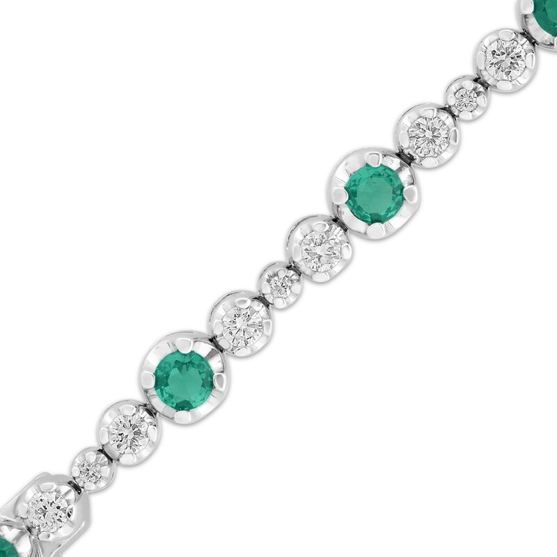 Main Image 2 of KAY Lab-Grown Diamonds & Lab-Created Emerald Station Bracelet 1-1/2 ct tw Sterling Silver 7.25"
