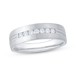 Adore Men's Diamond Seven-Stone Brushed Anniversary Ring 1/4 ct tw 10K White Gold