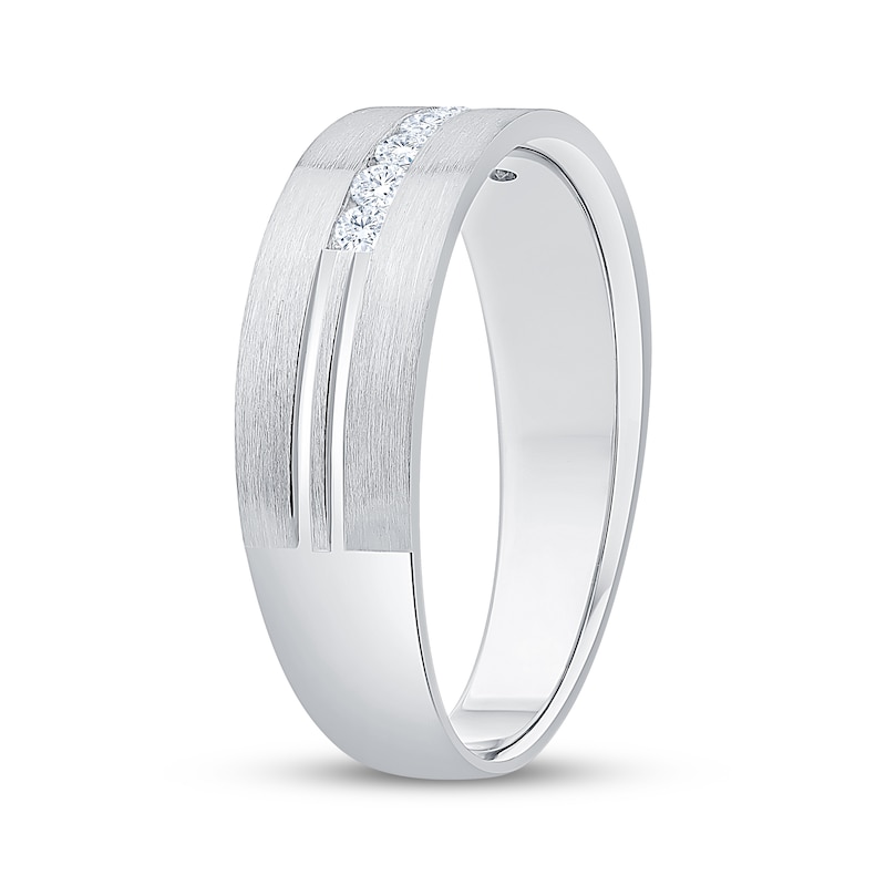 Main Image 2 of Adore Men's Diamond Seven-Stone Brushed Anniversary Ring 1/4 ct tw 10K White Gold