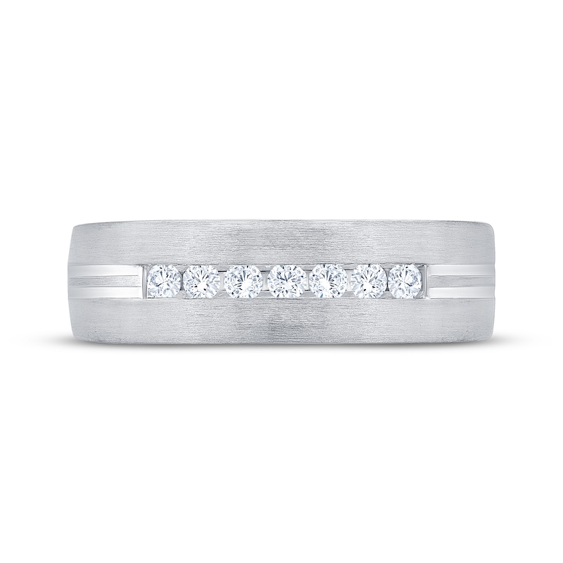 Main Image 3 of Adore Men's Diamond Seven-Stone Brushed Anniversary Ring 1/4 ct tw 10K White Gold