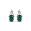 Thumbnail Image 2 of Oval-Cut Lab-Created Emerald & White Lab-Created Sapphire Drop Earrings Sterling Silver