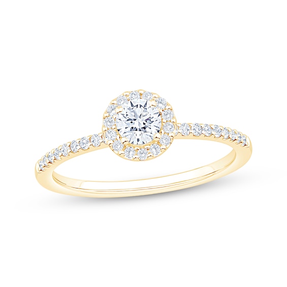 Round-Cut Diamond Halo Engagement Ring 1/2 ct tw 14K Yellow Gold